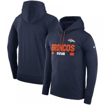 Men's Denver Broncos Navy Sideline Team Name Performance Pullover Hoodie Men's Denver Broncos Navy Sideline Team Name Performance Pullover Hoodie