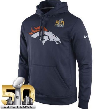 Men's Denver Broncos Navy Super Bowl 50 Practice Performance Pullover Hoodie Men's Denver Broncos Navy Super Bowl 50 Practice Performance Pullover Hoodie