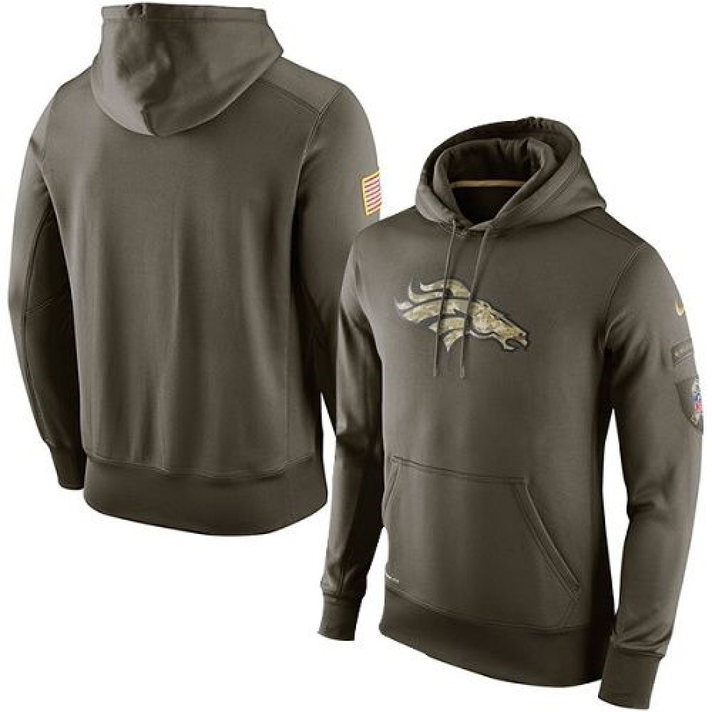 Men's Denver Broncos Olive Salute To Service KO Performance Hoodie