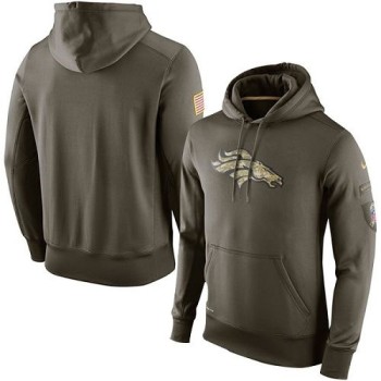 Men's Denver Broncos Olive Salute To Service KO Performance Hoodie Men's Denver Broncos Olive Salute To Service KO Performance Hoodie