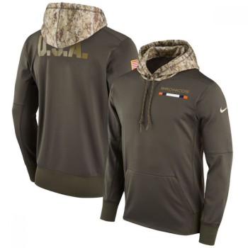 Men's Denver Broncos Olive Salute to Service Sideline Therma Pullover Hoodie Men's Denver Broncos Olive Salute to Service Sideline Therma Pullover Hoodie