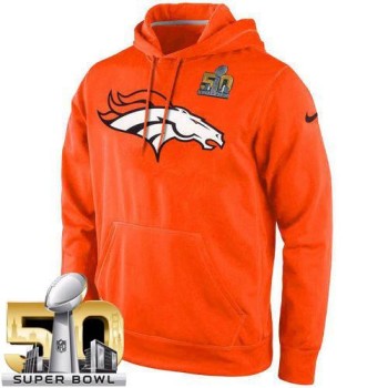 Men's Denver Broncos Orange Super Bowl 50 KO Logo Essential Hoodie Men's Denver Broncos Orange Super Bowl 50 KO Logo Essential Hoodie