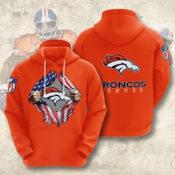 Men's Denver Broncos Orange 3D Trending Hoodie Men's Denver Broncos Orange 3D Trending Hoodie