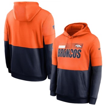 Men's Denver Broncos Orange/Navy Sideline Impact Lockup Performance Pullover Hoodie Men's Denver Broncos Orange/Navy Sideline Impact Lockup Performance Pullover Hoodie