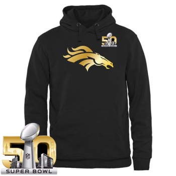 Men's Denver Broncos Pro Line Black Gold Super Bowl 50 Collection Pullover Hoodie Men's Denver Broncos Pro Line Black Gold Super Bowl 50 Collection Pullover Hoodie