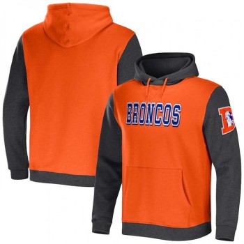 Men's Denver Broncos x Darius Rucker Collection Orange/Charcoal Colorblock Pullover Hoodie Men's Denver Broncos x Darius Rucker Collection Orange/Charcoal Colorblock Pullover Hoodie