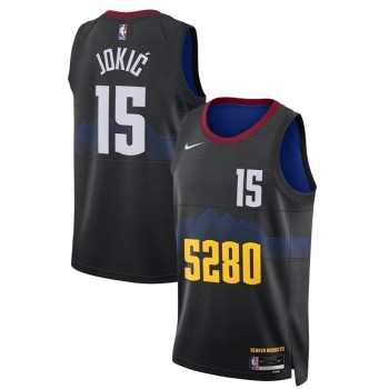Men's Denver Nuggets #15 Nikola Jokic Black 2023 City Edition Stitched Basketball Jersey