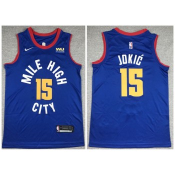 Men's Denver Nuggets #15 Nikola Jokic Blue Stitched Jersey