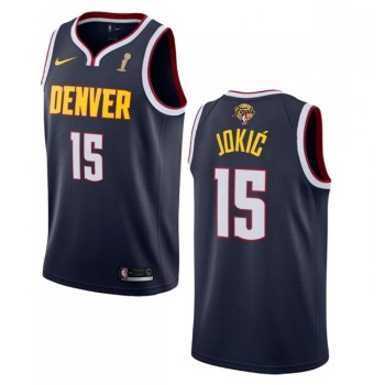 Men's Denver Nuggets #15 Nikola Jokic Navy 2023 Finals Champions Icon Edition Stitched Basketball Jersey Men's Denver Nuggets #15 Nikola Jokic Navy 2023 Finals Champions Icon Edition Stitched Basketball Jersey