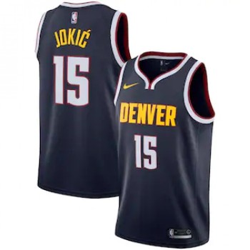 Men's Denver Nuggets #15 Nikola Jokic Navy Icon Edition Stitched Jersey Men's Denver Nuggets #15 Nikola Jokic Navy Icon Edition Stitched Jersey