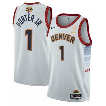 Men's Denver Nuggets #1 Michael Porter Jr. White 2023 Finals Champions Icon Edition Stitched Basketball Jersey