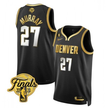 Men's Denver Nuggets #27 Jamal Murray Black Gold Edition 2023 Finals Collection With NO.6 Patch Stitched Basketball Jersey Men's Denver Nuggets #27 Jamal Murray Black Gold Edition 2023 Finals Collection With NO.6 Patch Stitched Basketball Jersey