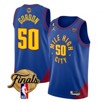 Men's Denver Nuggets #50 Aaron Gordon Blue 2023 Finals Statement Edition With NO.6 Patch Stitched Basketball Jersey Men's Denver Nuggets #50 Aaron Gordon Blue 2023 Finals Statement Edition With NO.6 Patch Stitched Basketball Jersey