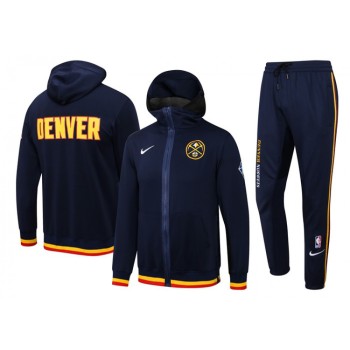 Men's Denver Nuggets 75th Anniversary Navy Performance Showtime Full-Zip Hoodie Jacket And Pants  Suit