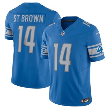 Men's Detroit Lions #14 Amon-Ra St. Brown Blue 2023 F.U.S.E. Vapor Untouchable Limited Stitched Jersey Men's Detroit Lions #14 Amon-Ra St. Brown Blue 2023 F.U.S.E. Vapor Untouchable Limited Stitched Jersey