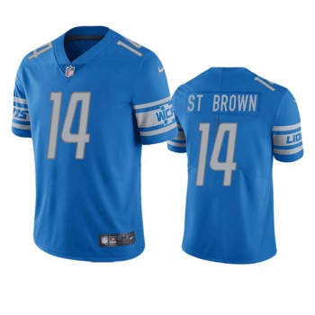 Men's Detroit Lions #14 Amon-Ra St. Brown Blue Vapor Untouchable Limited Stitched Jersey Men's Detroit Lions #14 Amon-Ra St. Brown Blue Vapor Untouchable Limited Stitched Jersey