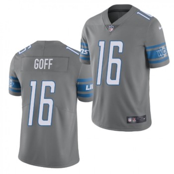 Men's Detroit Lions #16 Jared Goff 2021 Grey Color Rush Stitched Jersey Men's Detroit Lions #16 Jared Goff 2021 Grey Color Rush Stitched Jersey