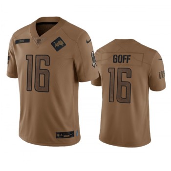 Men's Detroit Lions #16 Jared Goff 2023 Brown Salute To Service Limited Stitched Jersey Men's Detroit Lions #16 Jared Goff 2023 Brown Salute To Service Limited Stitched Jersey