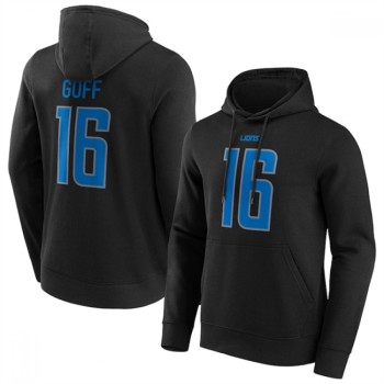 Men's Detroit Lions #16 Jared Goff Black Hoodie Men's Detroit Lions #16 Jared Goff Black Hoodie