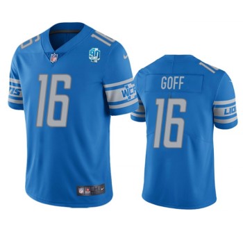 Men's Detroit Lions #16 Jared Goff Blue 2023 90th Anniversary Vapor Untouchable Limited Stitched Jersey Men's Detroit Lions #16 Jared Goff Blue 2023 90th Anniversary Vapor Untouchable Limited Stitched Jersey