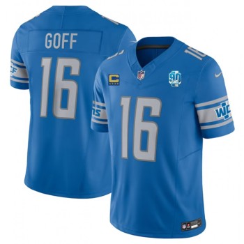 Men's Detroit Lions #16 Jared Goff Blue 2023 F.U.S.E. With 1-Star C Patch And 90th Anniversary Patch Vapor Untouchable Limited Stitched Jersey Men's Detroit Lions #16 Jared Goff Blue 2023 F.U.S.E. With 1-Star C Patch And 90th Anniversary Patch Vapor Untouchable Limited Stitched Jersey