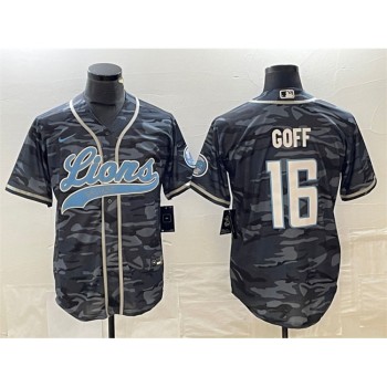 Men's Detroit Lions #16 Jared Goff Grey Camo Cool Base Stitched Baseball Jersey Men's Detroit Lions #16 Jared Goff Grey Camo Cool Base Stitched Baseball Jersey