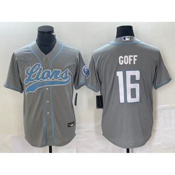 Men's Detroit Lions #16 Jared Goff Grey Cool Base Stitched Baseball Jersey Men's Detroit Lions #16 Jared Goff Grey Cool Base Stitched Baseball Jersey