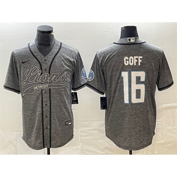 Men's Detroit Lions #16 Jared Goff Grey Cool Base Stitched Baseball Jersey Men's Detroit Lions #16 Jared Goff Grey Cool Base Stitched Baseball Jersey