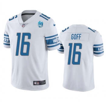 Men's Detroit Lions #16 Jared Goff White 2023 90th Anniversary Vapor Untouchable Limited Stitched Jersey Men's Detroit Lions #16 Jared Goff White 2023 90th Anniversary Vapor Untouchable Limited Stitched Jersey