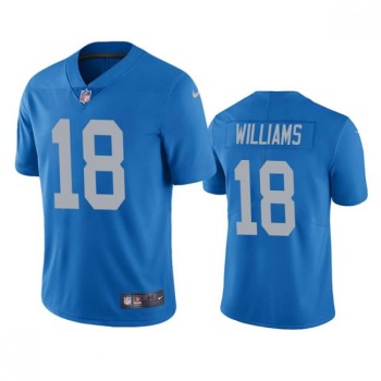 Men's Detroit Lions #18 Jameson Williams Blue Vapor Untouchable Limited Stitched Jersey Men's Detroit Lions #18 Jameson Williams Blue Vapor Untouchable Limited Stitched Jersey