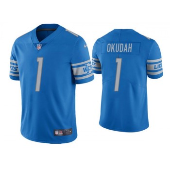 Men's Detroit Lions #1 Jeff Okudah Blue Vapor Untouchable Limited Stitched Jersey Men's Detroit Lions #1 Jeff Okudah Blue Vapor Untouchable Limited Stitched Jersey