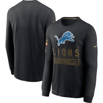 Men's Detroit Lions 2020 Black Salute to Service Sideline Performance Long Sleeve T-Shirt Men's Detroit Lions 2020 Black Salute to Service Sideline Performance Long Sleeve T-Shirt