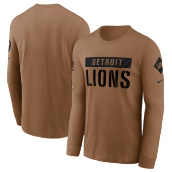 Men's Detroit Lions 2023 Brown Salute To Service Long Sleeve T-Shirt Men's Detroit Lions 2023 Brown Salute To Service Long Sleeve T-Shirt