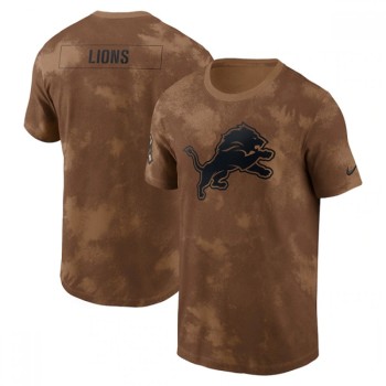 Men's Detroit Lions 2023 Brown Salute To Service Sideline T-Shirt Men's Detroit Lions 2023 Brown Salute To Service Sideline T-Shirt