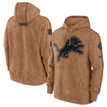 Men's Detroit Lions 2023 Brown Salute to Service Pullover Hoodie Men's Detroit Lions 2023 Brown Salute to Service Pullover Hoodie