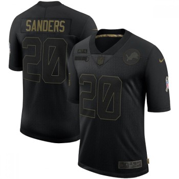 Men's Detroit Lions #20 Barry Sanders 2020 Black Salute To Service Limited Stitched Jersey Men's Detroit Lions #20 Barry Sanders 2020 Black Salute To Service Limited Stitched Jersey