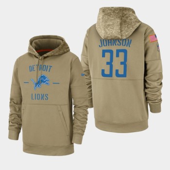 Men's Detroit Lions #33 Kerryon Johnson Tan 2019 Salute to Service Sideline Therma Pullover Hoodie Men's Detroit Lions #33 Kerryon Johnson Tan 2019 Salute to Service Sideline Therma Pullover Hoodie