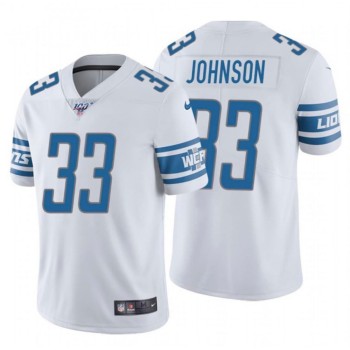 Men's Detroit Lions #33 Kerryon Johnson White 2019 100th Season Vapor Untouchable Limited Stitched NFL Jersey Men's Detroit Lions #33 Kerryon Johnson White 2019 100th Season Vapor Untouchable Limited Stitched NFL Jersey