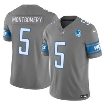 Men's Detroit Lions #5 David Montgomery Grey 2023 F.U.S.E. 90th Anniversary Vapor Untouchable Limited Stitched Jersey Men's Detroit Lions #5 David Montgomery Grey 2023 F.U.S.E. 90th Anniversary Vapor Untouchable Limited Stitched Jersey