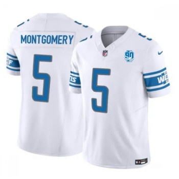 Men's Detroit Lions #5 David Montgomery White 2023 F.U.S.E. 90th Anniversary Vapor Untouchable Limited Stitched Jersey Men's Detroit Lions #5 David Montgomery White 2023 F.U.S.E. 90th Anniversary Vapor Untouchable Limited Stitched Jersey