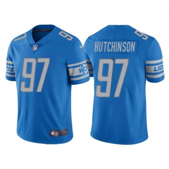 Men's Detroit Lions #97 Aidan Hutchinson Blue NFL Draft Vapor Untouchable Limited Stitched Jersey Men's Detroit Lions #97 Aidan Hutchinson Blue NFL Draft Vapor Untouchable Limited Stitched Jersey