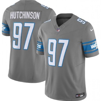 Men's Detroit Lions #97 Aidan Hutchinson Grey 2023 F.U.S.E. Vapor Untouchable Limited Stitched Jersey Men's Detroit Lions #97 Aidan Hutchinson Grey 2023 F.U.S.E. Vapor Untouchable Limited Stitched Jersey