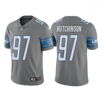 Men's Detroit Lions #97 Aidan Hutchinson Grey NFL Draft Vapor Untouchable Limited Stitched Jersey Men's Detroit Lions #97 Aidan Hutchinson Grey NFL Draft Vapor Untouchable Limited Stitched Jersey