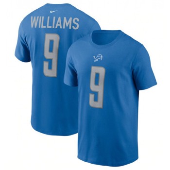 Men's Detroit Lions #9 Jameson Williams 2022 Blue T-Shirt Men's Detroit Lions #9 Jameson Williams 2022 Blue T-Shirt