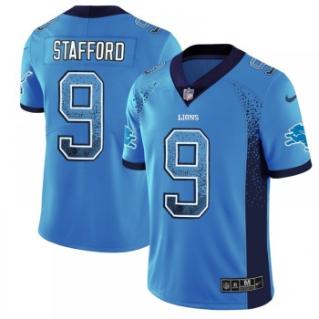 Men's Detroit Lions #9 Matthew Stafford Blue 2018 Drift Fashion Color Rush Limited Stitched NFL Jersey Men's Detroit Lions #9 Matthew Stafford Blue 2018 Drift Fashion Color Rush Limited Stitched NFL Jersey