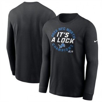 Men's Detroit Lions Black 2023 NFC North Division Champions Long Sleeve T-Shirt Men's Detroit Lions Black 2023 NFC North Division Champions Long Sleeve T-Shirt