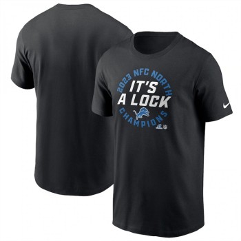 Men's Detroit Lions Black 2023 NFC North Division Champions T-Shirt Men's Detroit Lions Black 2023 NFC North Division Champions T-Shirt
