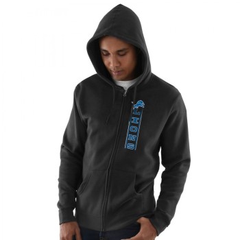 Men's Detroit Lions Black Hook and Ladder Full-Zip NFL Hoodie Men's Detroit Lions Black Hook and Ladder Full-Zip NFL Hoodie