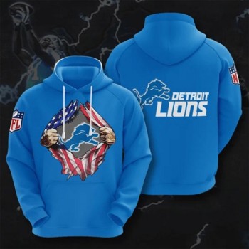 Men's Detroit Lions Blue 3D Trending Hoodie Men's Detroit Lions Blue 3D Trending Hoodie