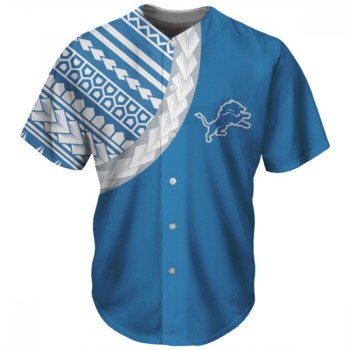 Men's Detroit Lions Blue Baseball Jersey Men's Detroit Lions Blue Baseball Jersey